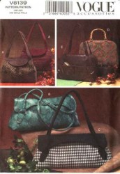 8139 5 LINED VOGUE FASHION STRAPPY HANDBAGS, PURSES PATTERN UNCUT